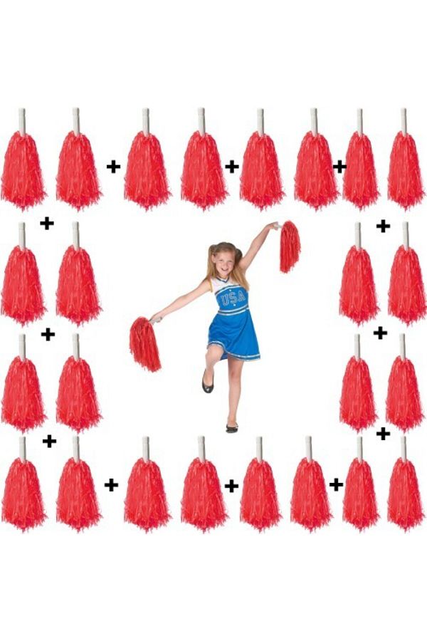 FUNBE-12 Pairs of Red Pompoms 1