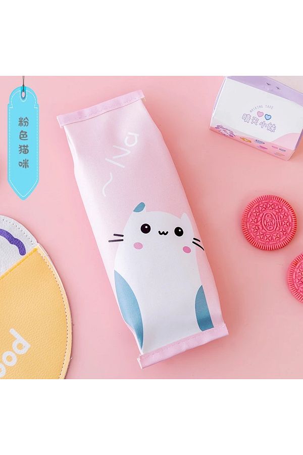 synshop-Kawaii Korean Pink White Cat Paw Pen Holder Pencil Case Makeup Bag Birthday Karne Gift 1