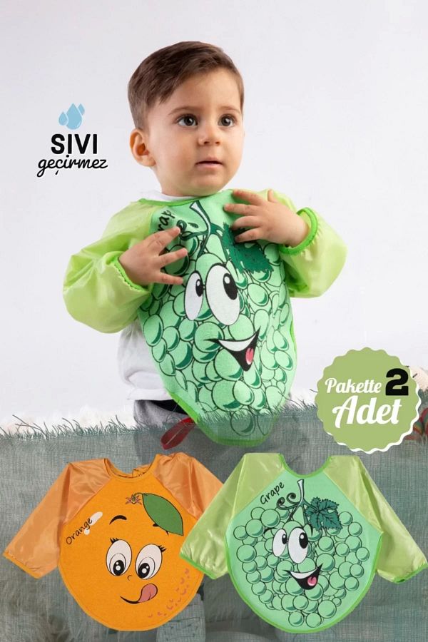HayMed-Baby Food Bib with Wearable Sleeves 2 Pieces 1