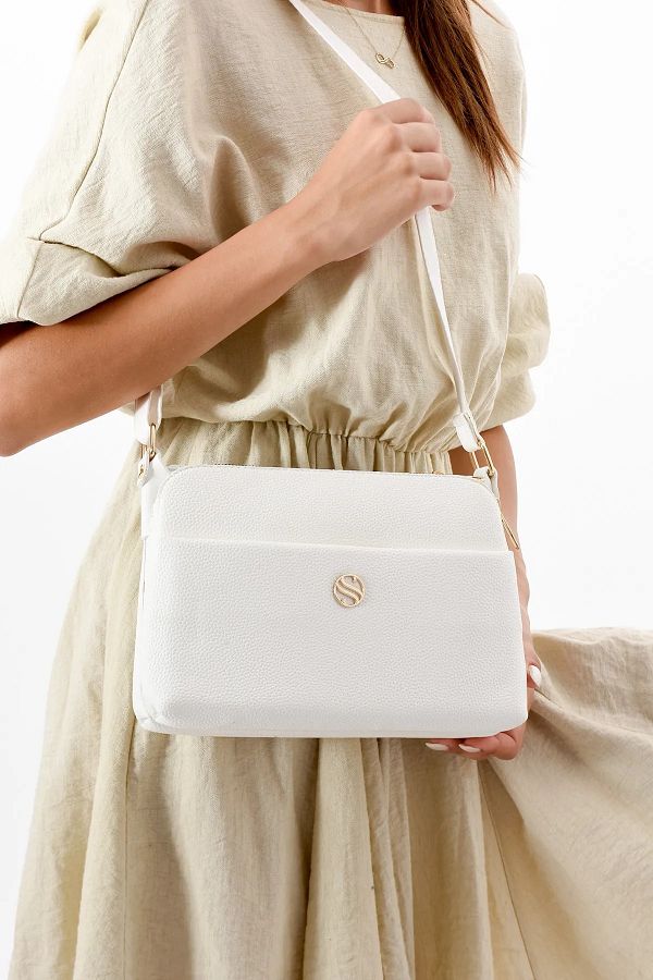 Sanmorris-SN 1408 Geantă albă de umăr pentru femei - Geantă Crossbody 1