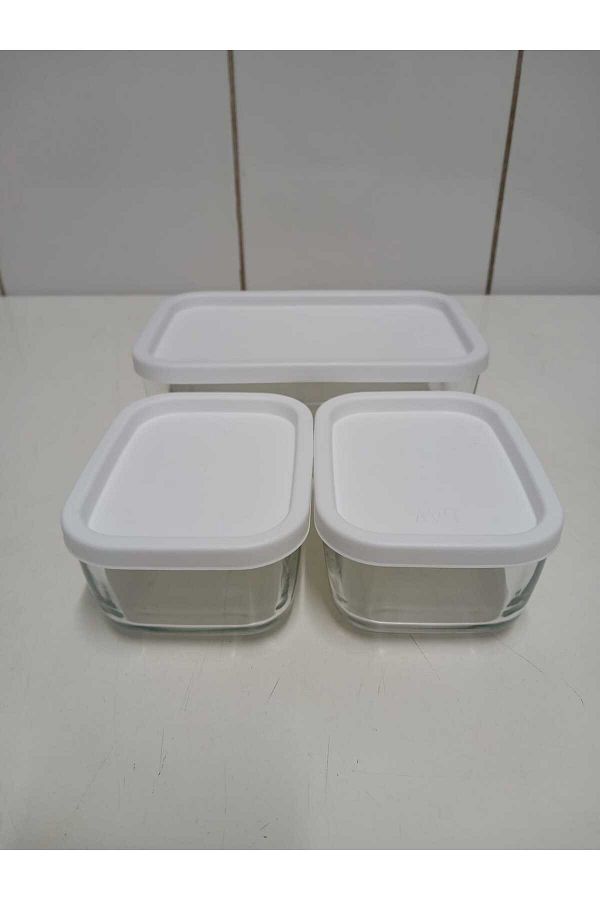 LAV-Feyzade Cube Storage Container - White with Lid, 1170 Cc X 1 Pcs - (405Cc X 2 Pcs) Model 1