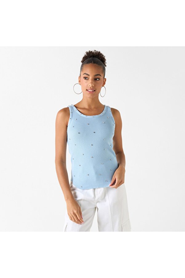2Xtremz-Embellished Sleeveless Top With Round Neck 1