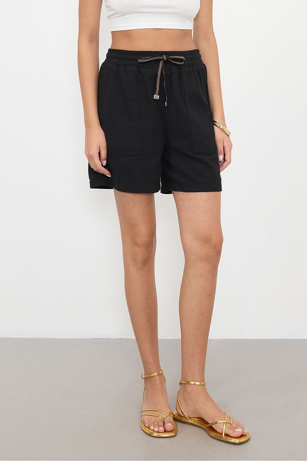 Addax-Pocketed and Tied Front Shorts Ş5202-W12 1
