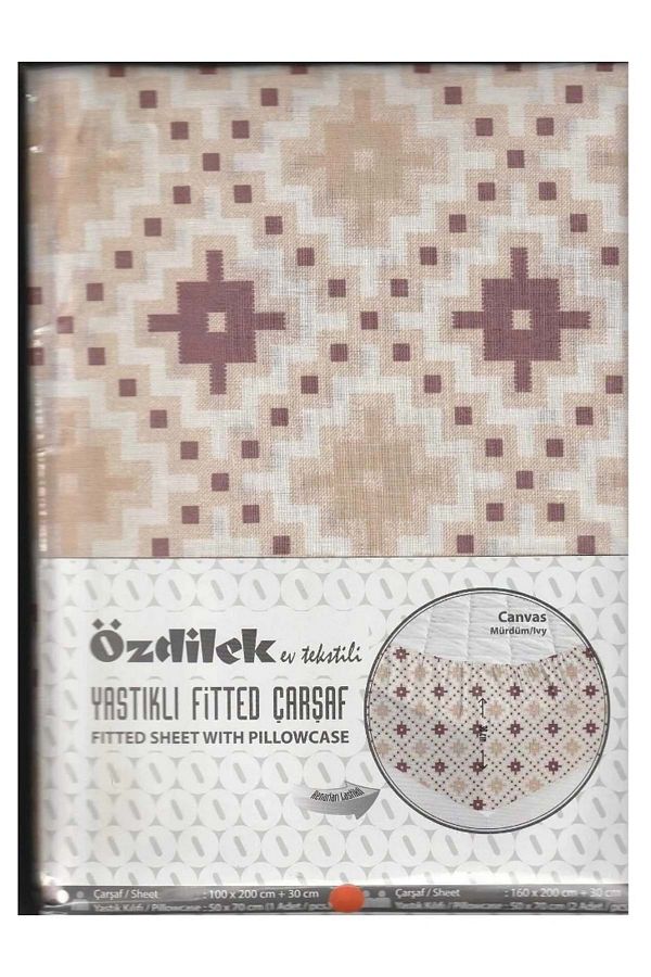 Özdilek-Fitted Elastic Single Sheet Set (100X200)-Canvas Plum 1