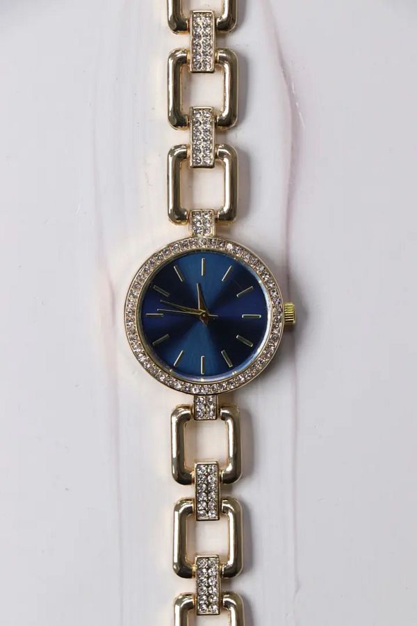 RoseandRoses-Chane Bracelet Design Lanyard Women's Watch Gold (Navy Blue Dial) 1