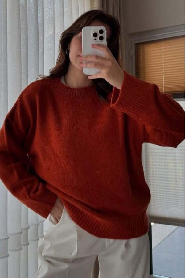 Madmext-Übergroßer Strickpullover mit Kacheln - Rundhalsausschnitt MG1972 1