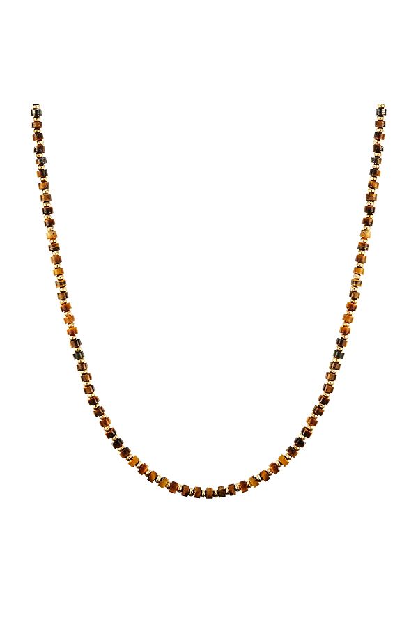 YOKOAMİİ-Modeschmuckhalskette Kette gelbgold braun 1
