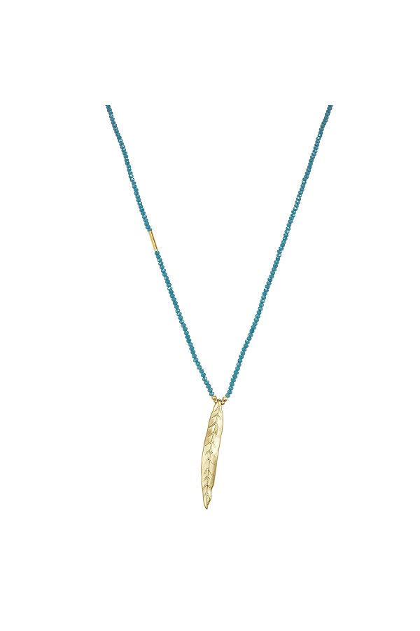 Lulu & Jane-Modeschmuckhalskette Kette Mit Anhänger Gelbgold Kristall Türkis 1