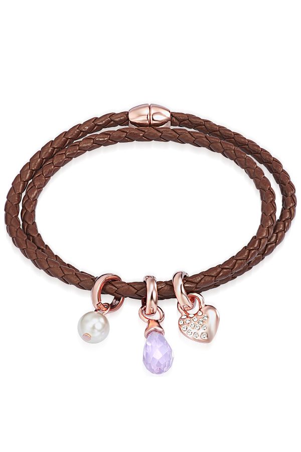 Lulu & Jane-Armband mit Kristallen von Swarovski® Armband braun Perle (synth.) weiß verziert mit Kristallen von 1