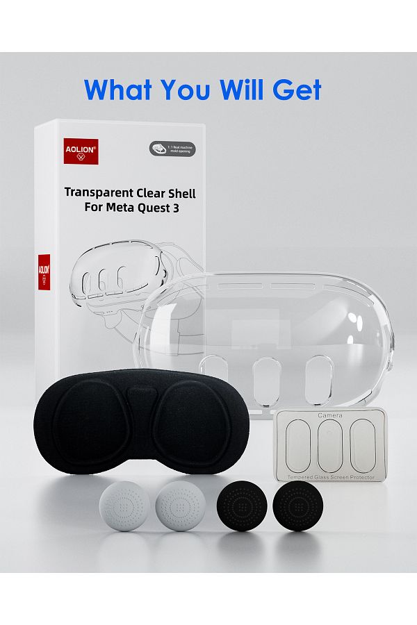 Choice-A Set Aolion For Meta Quest 3 Vr Helmet Protective Cover Clear Tpu Cases Set Protector Dustproof For 1