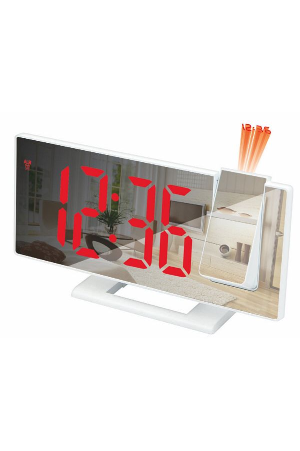 Choice-D2363-wr 1pc Mirror Multifunctional Projection Alarm Clock Intelligent Luminous Clock Bedroom Large 1