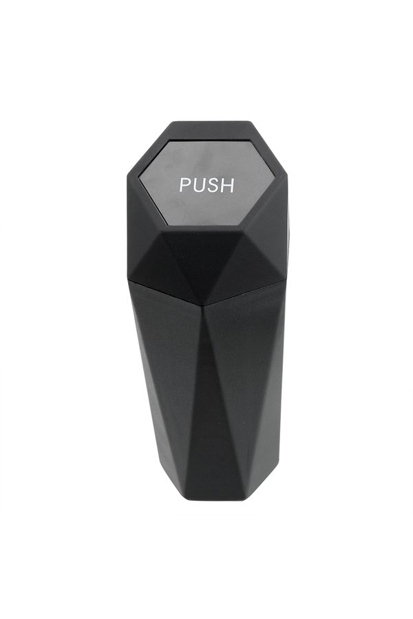LEEPEE-Black Car Interior Mini Trash Can Dustbin Garbage Bin Storage Case Bucket Push Lid Accessories Unive 1