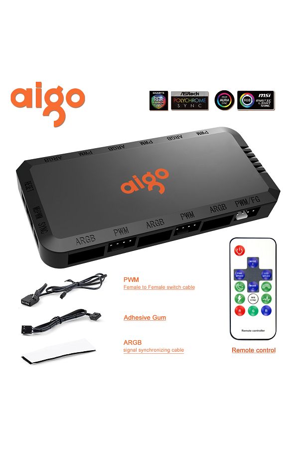 Choice-Apc1 Aigo Apc1 4pin Pwm 6 Argb Ports 3pin 5v Speed Controller Universal Computer Regulator Pc Case C 1