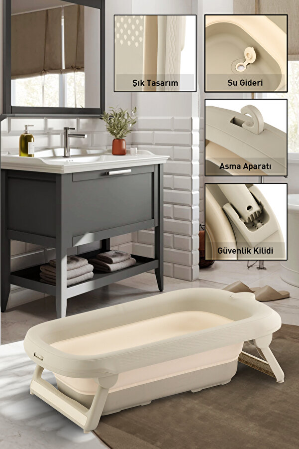 Zuu Baby Bebek Küveti Katlanır Lüks Aqua Nest Kahverengi 45 Litre