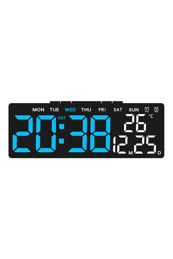 Choice-Black Shell Blue Digital Led Alarm Clock Temperature Date And Week Display Table Clock Night Mode Br 1