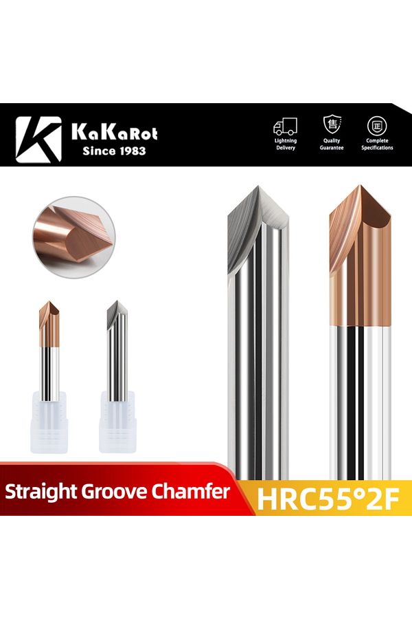 kakarot-HRC55 STEEL D6X50LX3F-90deg قاطع طحن كربيد إزالة الحواف V Grove Router 90 1