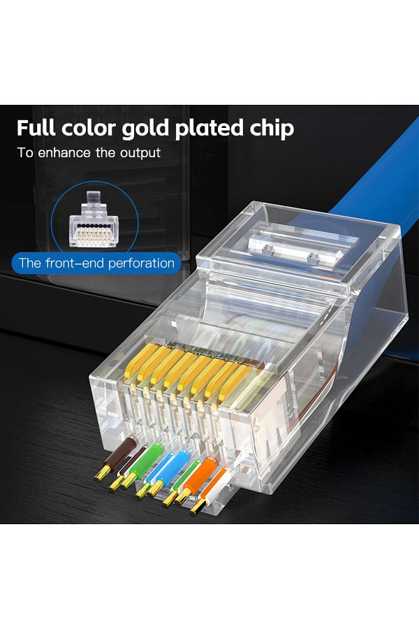 Choice-50pcs 50pcs Rj45 Cat6 Connector Gold Plated Pass Through Ethernet Cables Unmodule Plug Network Rj-45 1