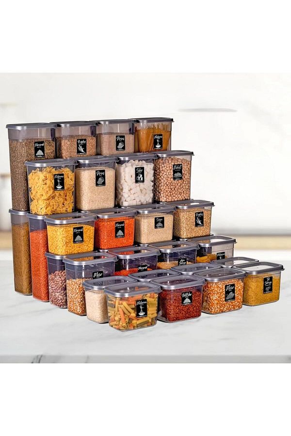STOREMAX-Jvnnastore Quantity 72 Pieces 1.2-2.0-3.2 Liter Rectangular Food Storage Container Set with 60 Labels 1