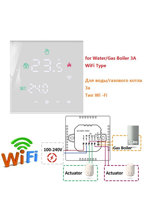 MINCO HEAT-غلاية غاز 3 أمبير، جهاز تحكم عن بعد ذكي بدرجة الحرارة، مزود بخاصية واي فاي، M3H، منظم حرارة Tuya WiFi، 3 أمبير، 16 أمبير، شاشة LCD 1