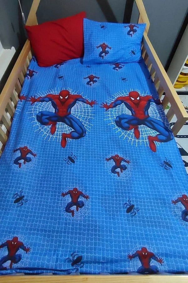 mihriban-Single Spider Children's Duvet Cover Set with Elastic Sheet 1