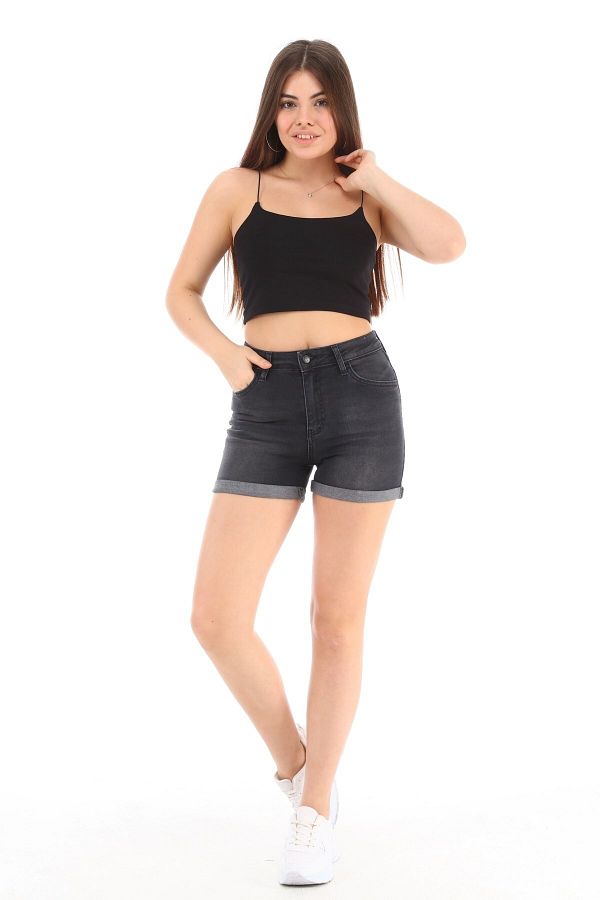 CEDY DENIM-High Waist Women's Mini Jean Denim Shorts - Double Leg C604 1