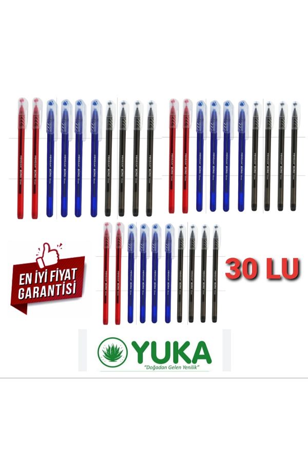 Yuka-Set of 30 Office Ballpoint Pens - 12 Blue, 12 Black, 6 Red 1