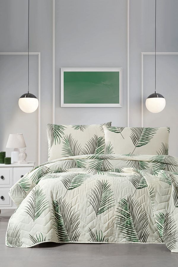 Fabric Box-طقم مفرش سرير مزدوج منقوش - قابل للغسل، متعدد الأغراض، 100% قطن، قماش خارجي 220 × 230 سم 1