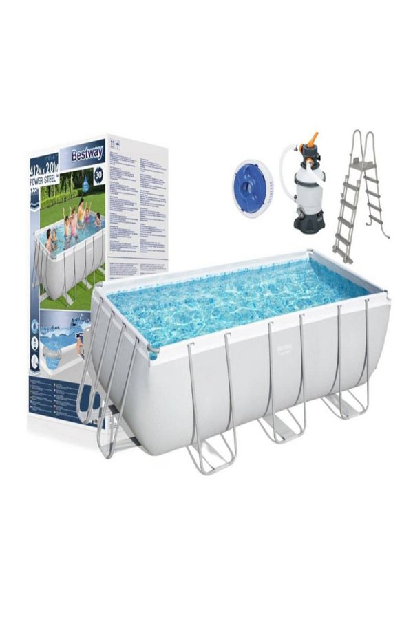 BESTWAY-Rectangular Pool + Filter Pump + Ladder Set 412X201X122Cm 26-56457 1