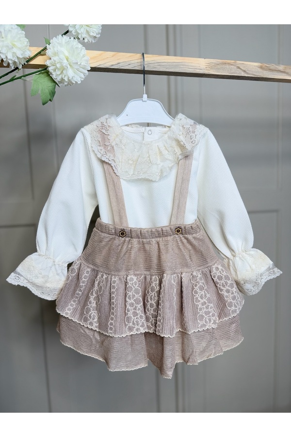 Yollo Kids Kız Bebek Dantel Detaylı Salopet Elbise