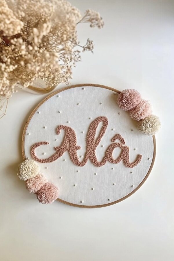 AFRALYAHOME 20 CM-Bebek/çocuk Odası Isimli Kapı Süsü/punch Nakış Duvar Panosu/bebek Hediyelik Hastane Kapı Süsü