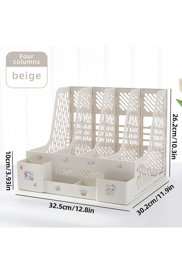 Choice-Beige Multi-color File Rack Folder Storage Box Desktop File Box Multi-functional File Basket Multi-l 1