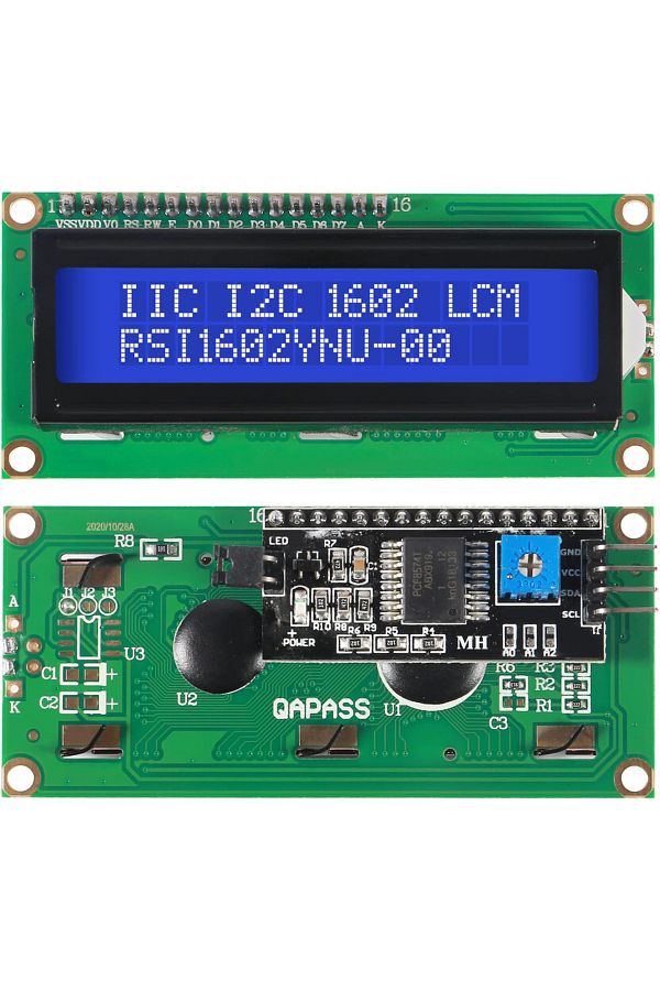 AOKIN-Blue With Ii2c Lcd1602 Screen With Backlight Lcd Display Module Board 2 X 16 Characters 1602 5v For 1