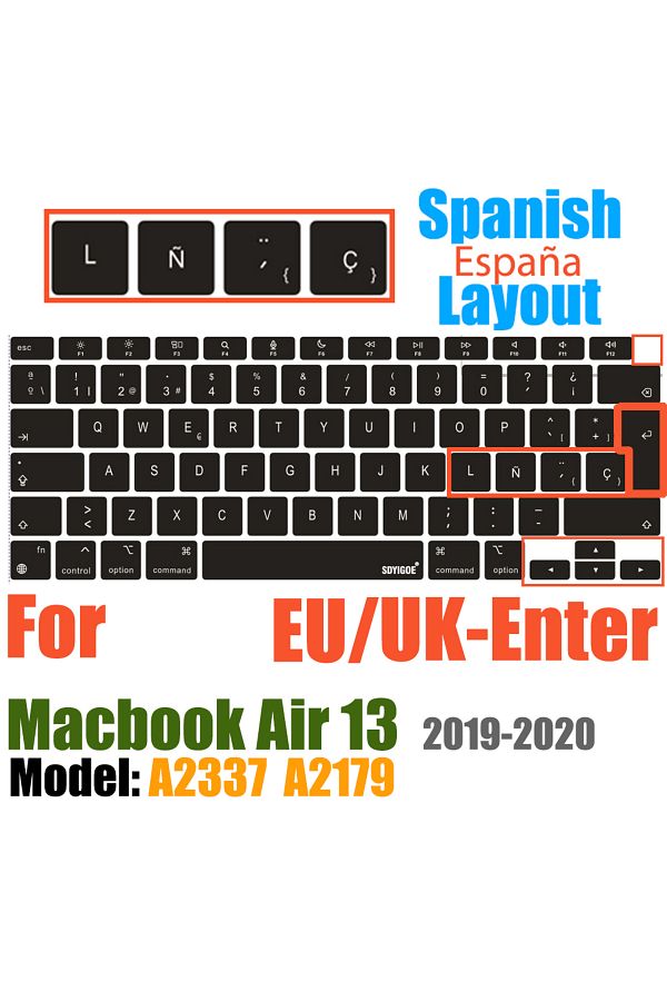 Choice-Eu Spanish A2337 Keyboard Cover For Macbook Air 13 Inch 2022 2021 2020 Release A2337 M1 A2179 With T 1