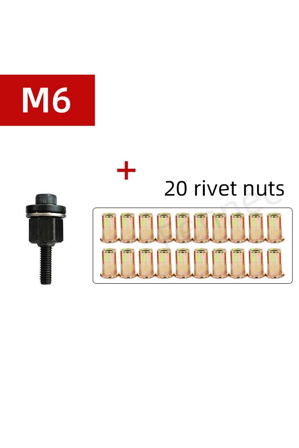 Choice-M6-20pcs Rivet Nut Tools Adapter M3 M4 M5 M6 M8 M10 M12 Hand Electric Rivet Nut Head Riveter Metal L 1