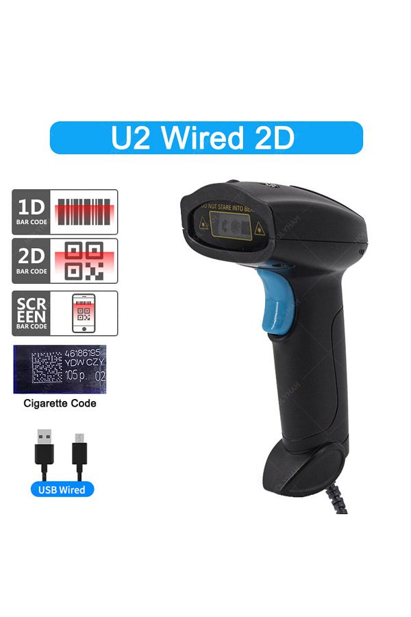 Choice-U2 Wired 2d Portable U2 Wired 2d U2w 2d Wireless Barcode Scanner Reader U2b Handheld Bluetooth Qr Co 1