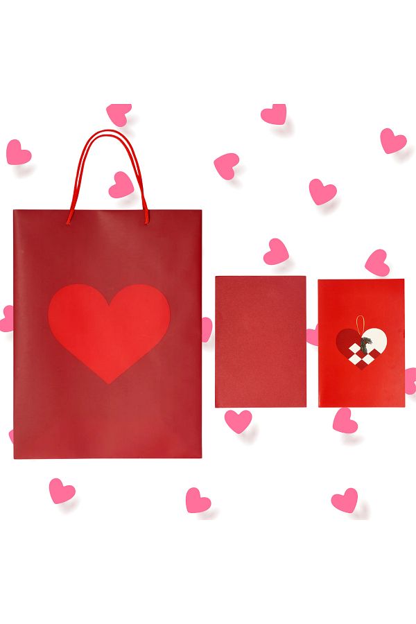 Flying Tiger-Heart Patterned Gift Bag - Heart Patterned Card Set of 2 Valentines Day 1