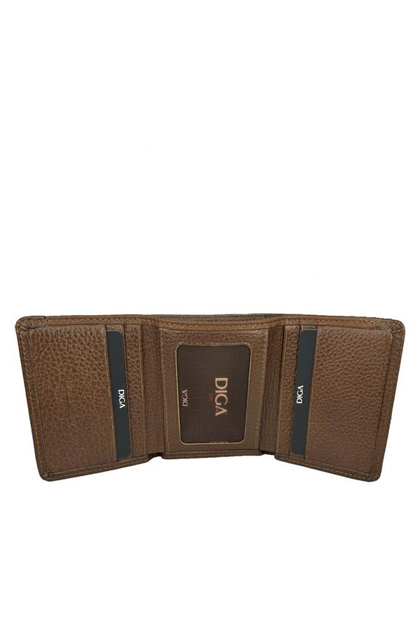 DİGA-Diga 829 - Genuine Leather Three Fold Wallet, Tan 1