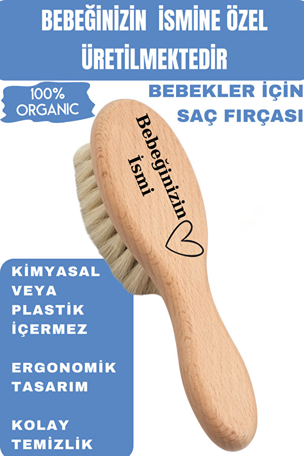 MEG Dry Brush %100 Doğal Keçi Kılı Bebek Saç Fırçası