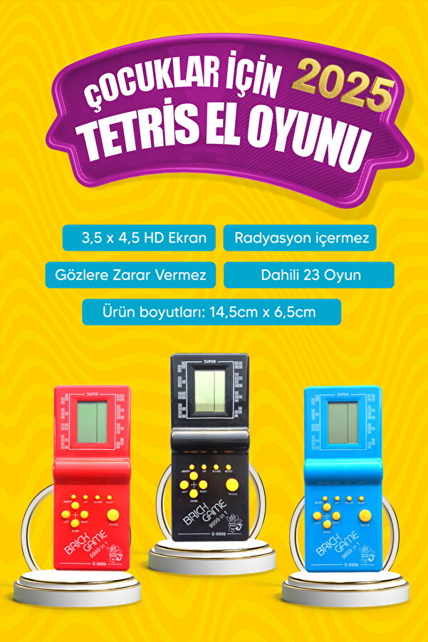 can oyuncak Pilli Tetris Gameboy Nostalji Mavi Oyuncak
