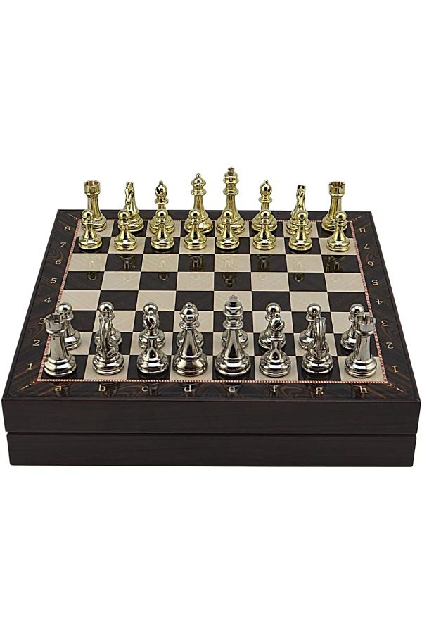 STOREMAX-Large Size Metal Classic Chess Tk. Mdf Board with Glossy and Walnut Pattern Storage Box (36X36 Cm.) Sta. 1