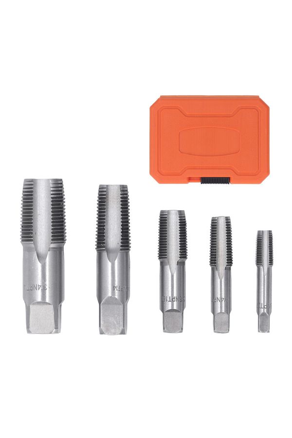 Choice-1set 5 Piece Npt Pipe Taps Rounded Handle Sizes Included 3/4 1/2 3/8 1/4 1/8inch Npt Thread Forming 1