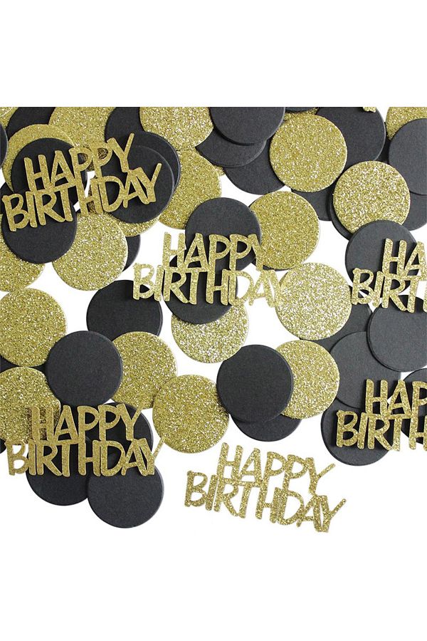 Choice-Gold 100pcs Glitter Gold Happy Birthday Circle Dots Confetti For Birthday Wedding Anniversary Party 1