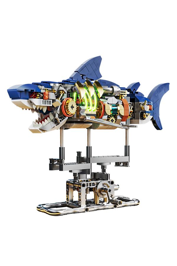 Choice-Bagged Mechanical Shark Building Set, Shark Sea Life Building Blocks Set With Display Stand And Ligh 1