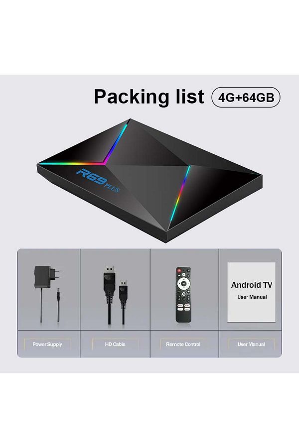 Choice-Eu Plug R69 Plus 4gb64gb Smart Tv Box Android 14.0 Allwinner H728 Octa-core Wifi6 Bt5.0 8k Hdr10 100 1
