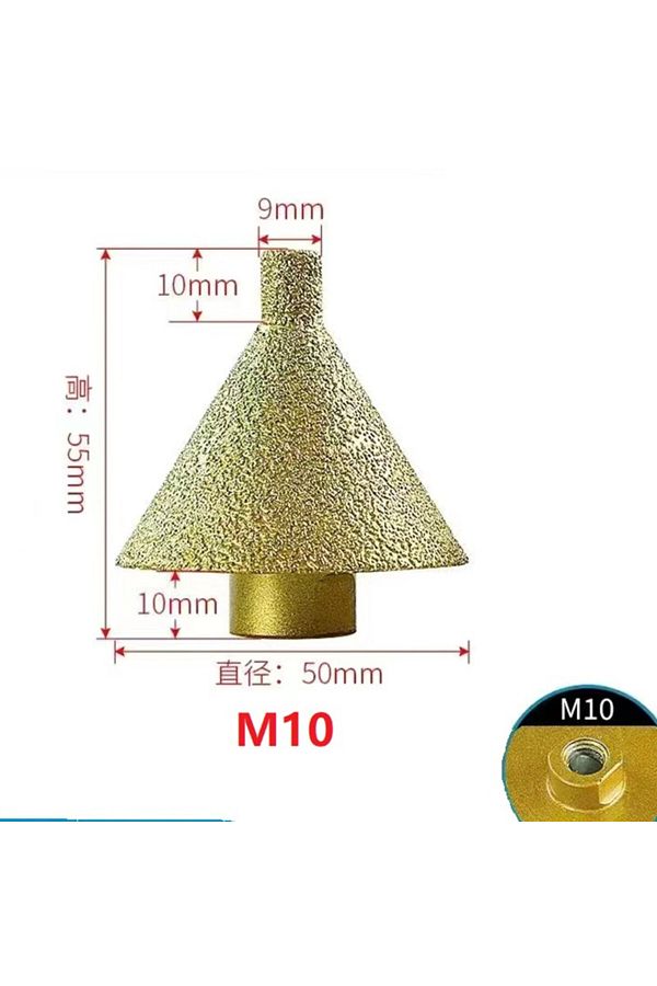 GhPcd-D50xm10 M10 Thread Diamond Beveling Chamfering Bit Hole Drill Reaming Cone Carve Polish Grinding Whe 1