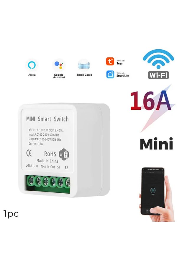 Choice-1pc Diy Wifi Mini Smart Light Switch 16a Two Way Control Tuya/smartlife App Remote Control For Alexa 1