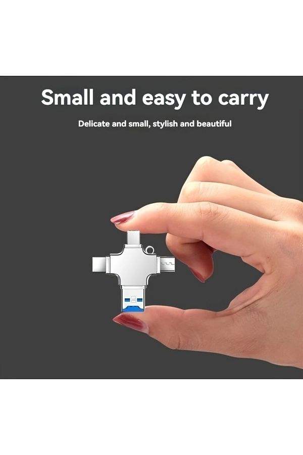 Choice-محول OTG متعدد الوظائف 4 في 1 فضي للهاتف المحمول، قارئ بطاقات Tf، USB، Ca 1