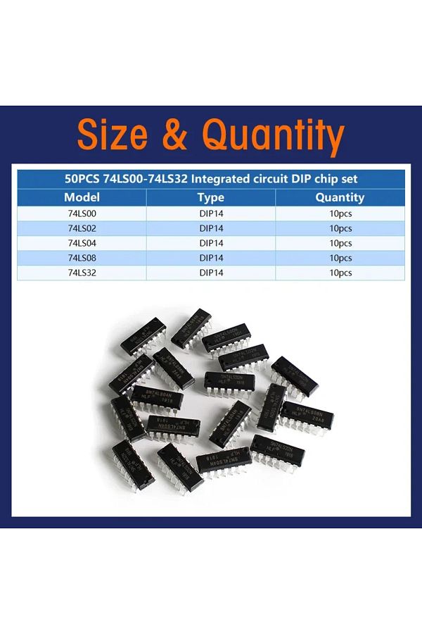 Choice-50 Pcs 74ls 50pcs Integrated Circuit Logic Ic 74hc/ 74ls Dip-14 5 Values Ic Chip Assortment Kit El 1
