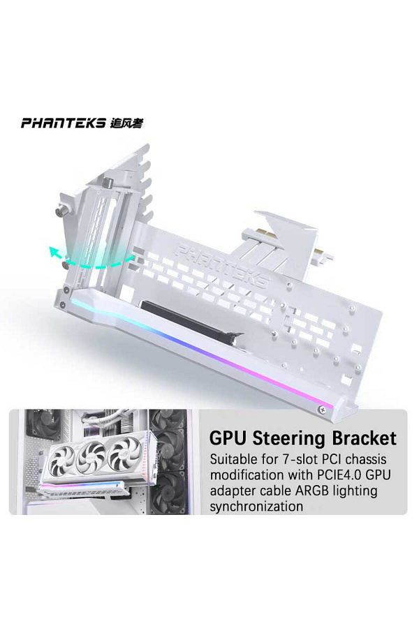 Choice-White Phanteks Gpukt 4.0 Argb Rotatable Video Cards Bracket Kit With Pcie 4.0 Graphics Card Adapter 1