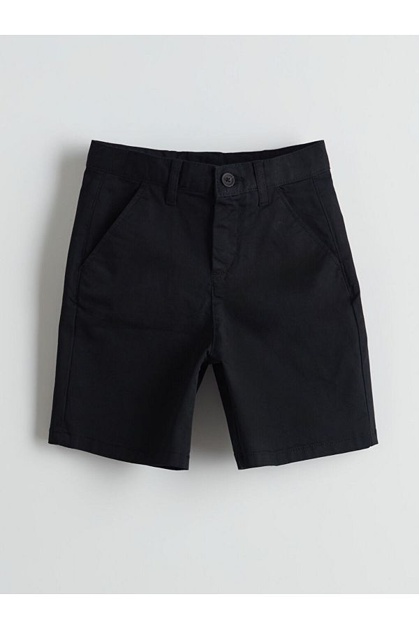 LC Waikiki-Lcw Eco Black Boys' Shorts with Adjustable Elastic Waist 1